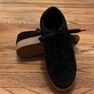 Navy Blue  Suede  sneakers by  Yoki